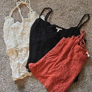 Maurices Lace Camisole Trio - Black, White, and Red